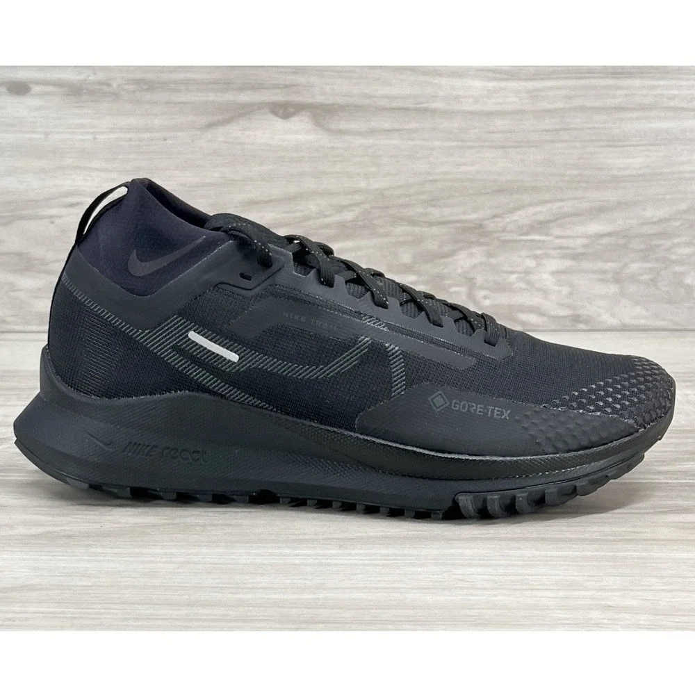Nike React Pegasus Trail 4 GTX Black Running Shoes Waterproof Sz 9 HM9728 002